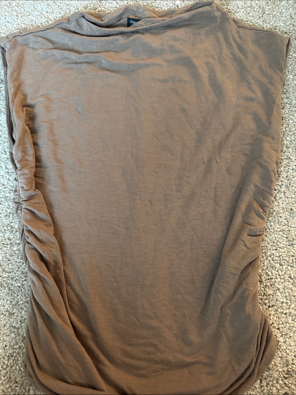 Neutral Brown Ruched Side Tee